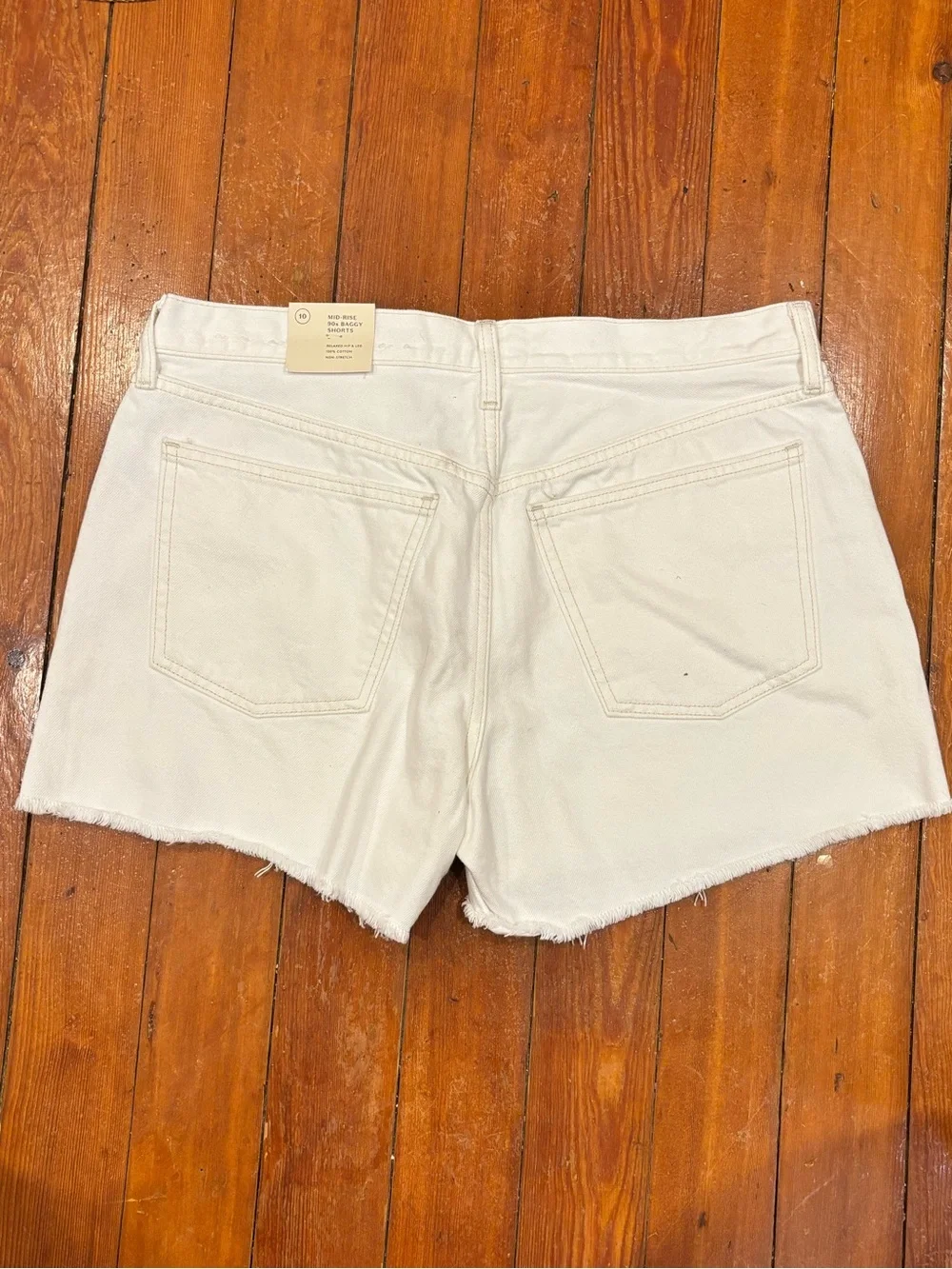 White Denim Mid Rise 90’s Baggy Non Stretch Women’s size 10 100% Cotton